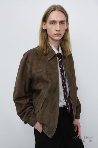 UNISEX REFINED SUEDE BLOUSON TAUPE SUEDE