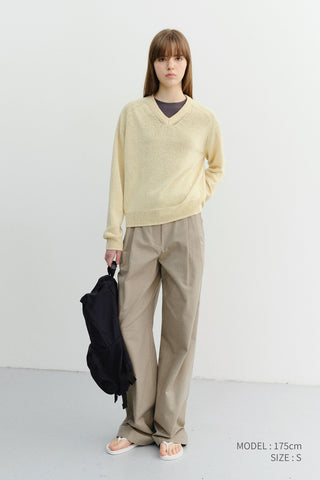 SUMMER DOUBLE PLEATED CHINO SLACKS KHAKI