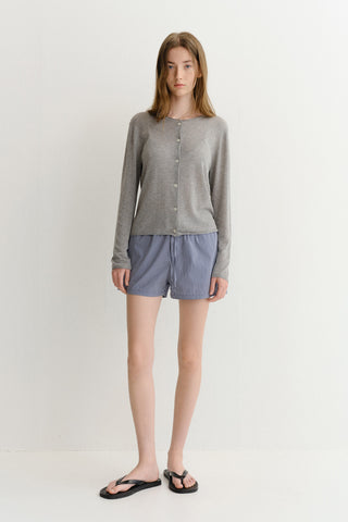 SUMMER ESSENTIAL CREWNECK CARDIGAN MELANGE GREY