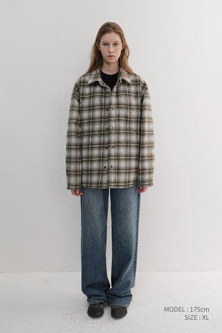 UNISEX QUILTED FLANNEL SHIRT KHAKI CHECK