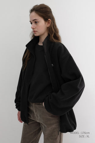 UNISEX ZIP-UP FLEECE SWEATSHIRT BLACK