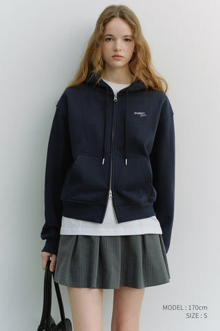 UNISEX CROPPED ZIP-UP HOODIE NAVY