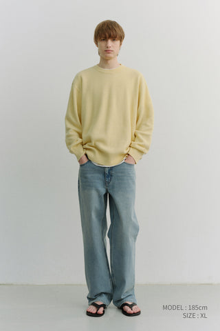 UNISEX BUTTONED CREWNECK SWEATER BUTTER