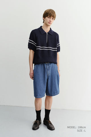 UNISEX LINEN DENIM SHORTS CLASSIC BLUE