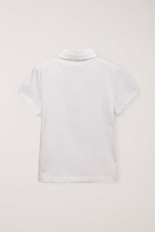 CROPPED SLIM COLLARED T-SHIRT WHITE