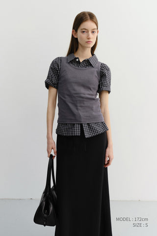 ESSENTIAL SLEEVELESS TOP CHARCOAL GREY