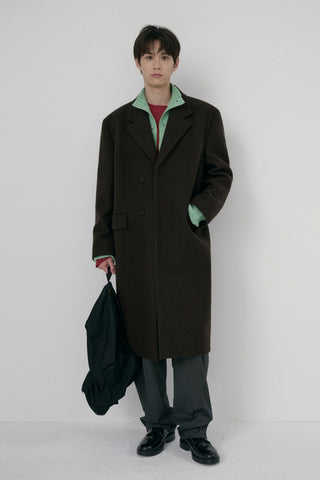 UNISEX BOXY TAILORED COAT DEEP BROWN