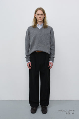 UNISEX CASHMERE V-NECK SWEATER MELANGE GREY