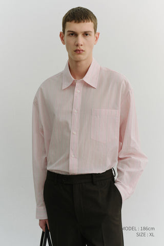 UNISEX OVERSIZED STRIPED SHIRT SOFT PINK STRIPE
