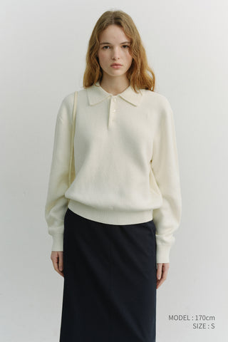 UNISEX CASHMERE COLLARED SWEATER IVORY