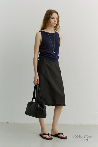 H-LINE LACED MIDI SKIRT BLACK