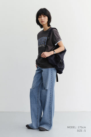 UNISEX VINTAGE ARCH LOGO T-SHIRT CHARCOAL GREY