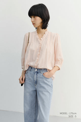 JANE FRILL BLOUSE SOFT PINK