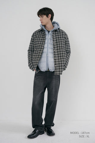UNISEX QUILTED FLANNEL SHIRT BLACK CHECK