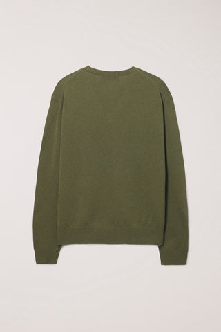 UNISEX CASHMERE V-NECK SWEATER OLIVE GREEN