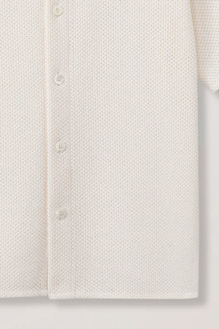 OPEN COLLARED CROCHET SHIRT CREAM