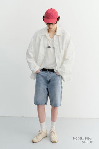 UNISEX V-NECK STRIPED SWEATER CREAM