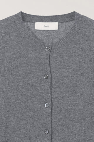 ESSENTIAL CREWNECK KNIT CARDIGAN MELANGE GREY