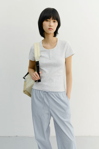 CLASSIC SCOOP NECK TOP LIGHT MELANGE GREY