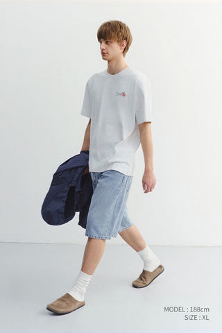 UNISEX MARINE LOGO T-SHIRT LIGHT MELANGE GREY