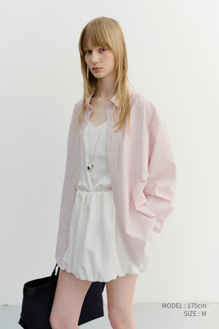 UNISEX CLASSIC STRIPED BD OVERSHIRT SOFT PINK