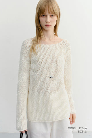CROCHET CREWNECK KNIT IVORY