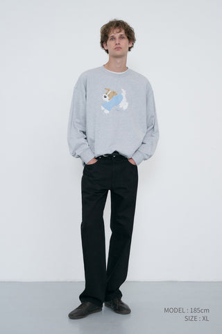 UNISEX PUPPY SWEATSHIRT MID MELANGE GREY