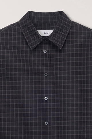 ESSENTIAL SLIM CHECKED SHIRT BLACK