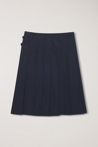 PLEATS MIDI SKIRT NAVY CHECK