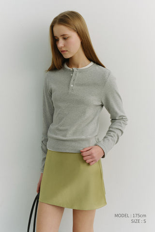 UNISEX HENLEY-NECK T-SHIRT GREY STRIPE
