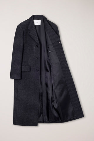 UNISEX 2-WAY 3 BUTTON COAT GREY STRIPE