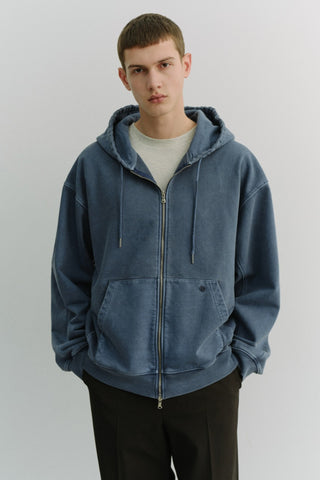 UNISEX GARMENT DYED ZIP-UP HOODIE NAVY