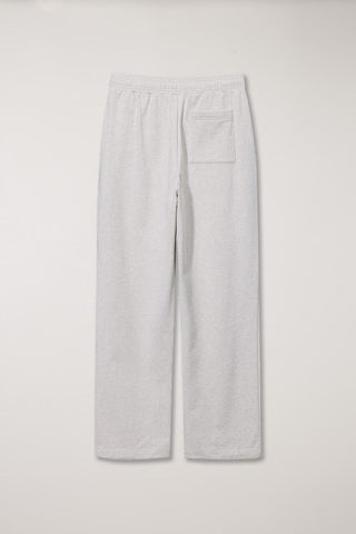 UNISEX LEATHER LOGO WIDE SWEAT PANTS OATMEAL MELANGE