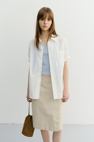 UNISEX OPEN COLLARED STRIPED SHIRT WHITE