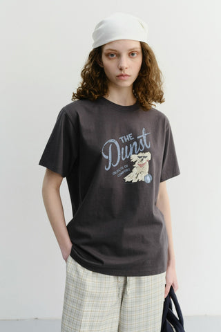 UNISEX DRAWING PUPPY T-SHIRT CHARCOAL GREY