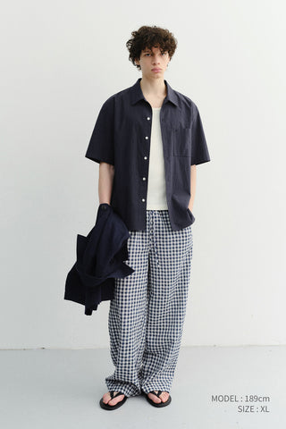 UNISEX OPEN COLLARED SHIRT NAVY