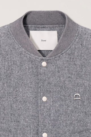UNISEX BOUCLE WOOL VARSITY JACKET MELANGE GREY