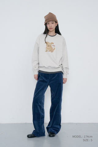 UNISEX PUPPY SWEATSHIRT OATMEAL MELANGE