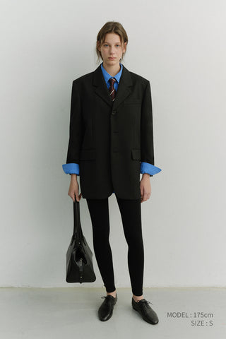 UNISEX 3 BUTTON WOOL BLAZER BLACK
