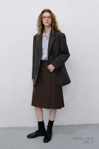 UNISEX CLASSIC 2 BUTTON WOOL BLAZER CHARCOAL BROWN