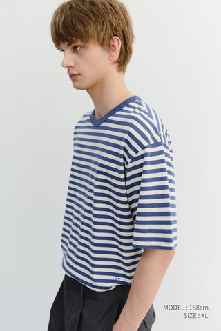 UNISEX STRIPED T-SHIRT BLUE IVORY