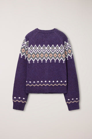 UNISEX CHUNKY PATTERN CARDIGAN PURPLE