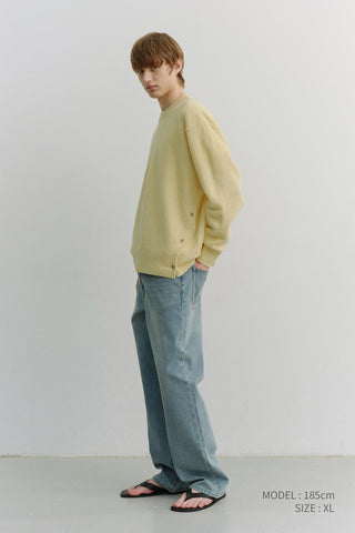 UNISEX BUTTONED CREWNECK SWEATER BUTTER