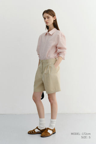 DOUBLE PLEATED BERMUDA SHORTS BEIGE