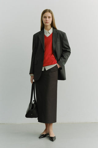 H-LINE STRIPED MAXI SKIRT GREY STRIPE