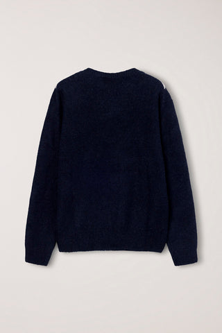 UNISEX HAIRY ALPACA ARGYLE SWEATER NAVY