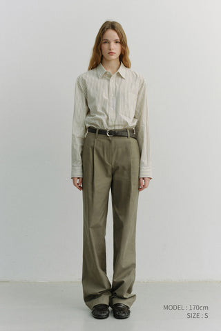 PLEATED CHINO SLACKS KHAKI