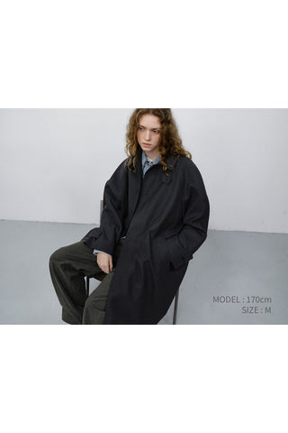 UNISEX H-LINE WOOL MAC COAT CHARCOAL GREY