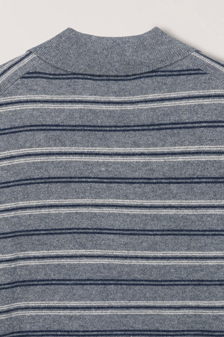UNISEX COLLARED STRIPED SWEATER GREY