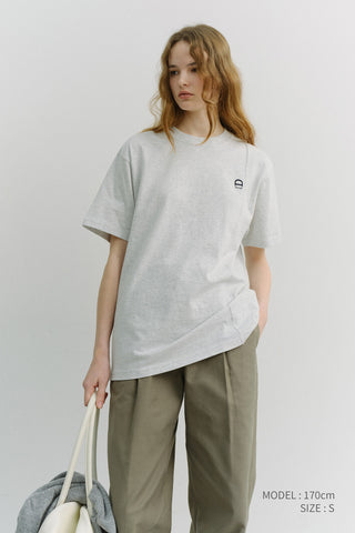 UNISEX LOGO CREASE T-SHIRT LIGHT MELANGE GREY